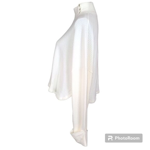 Project Social T Size Small White Oversized Button Mockneck Cropped Sweater NWT - Picture 6 of 11